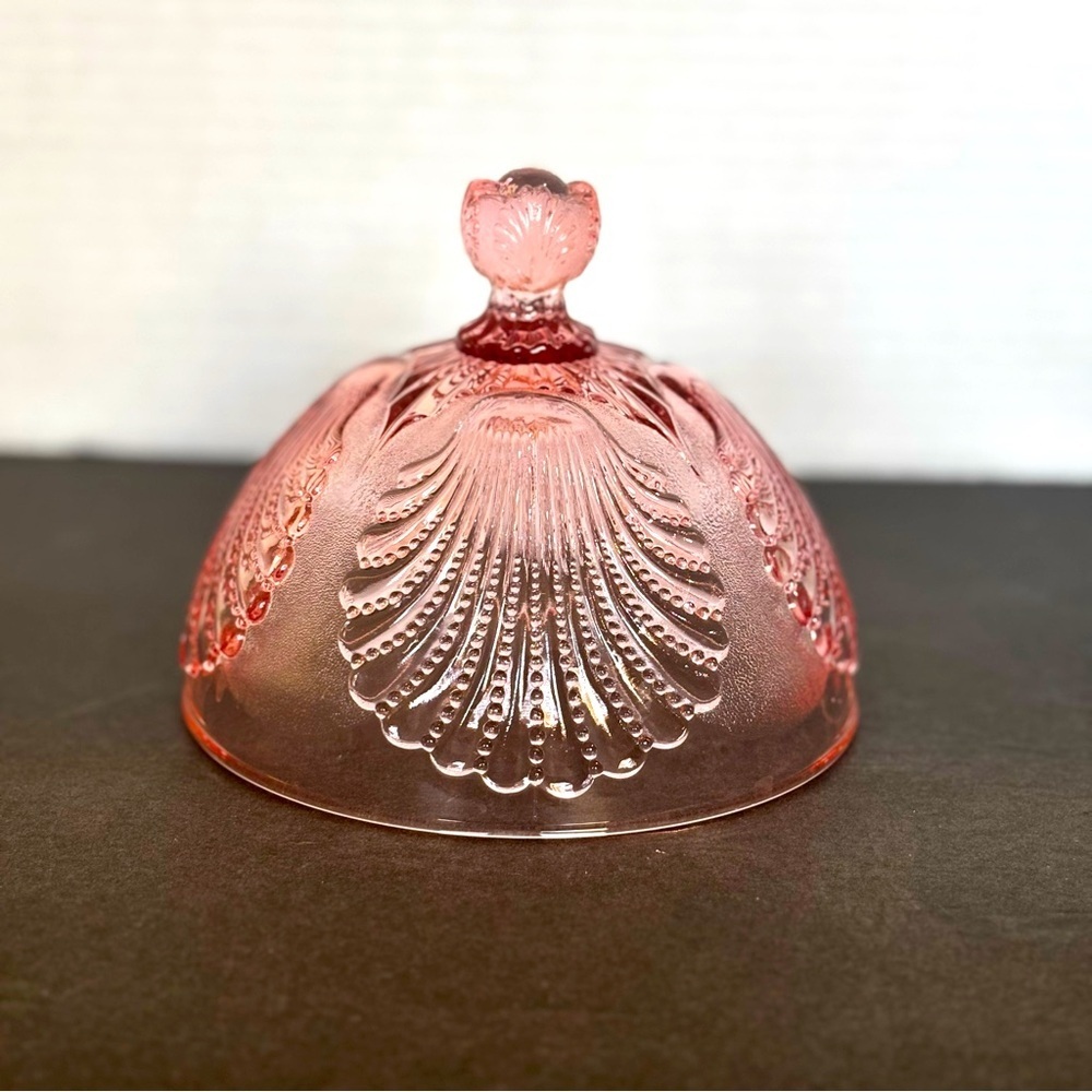 Vintage Dugan Mosser French Opalescent Beaded Shell Dome For Covered Butter Dish - Picture 1 of 9